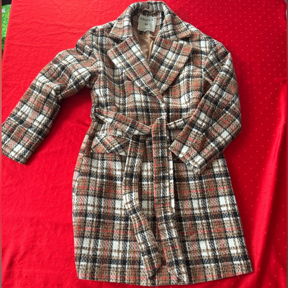 Allegra K Size Medium Plaid Coat
